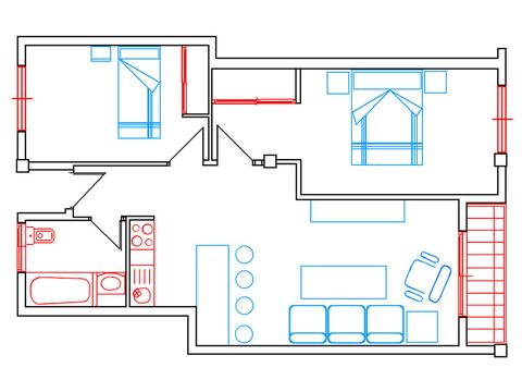 Plano tipo C1 · 2 dormitorios