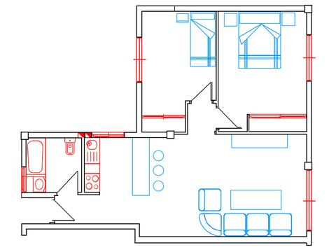 Plano tipo C2 · 2 dormitorios